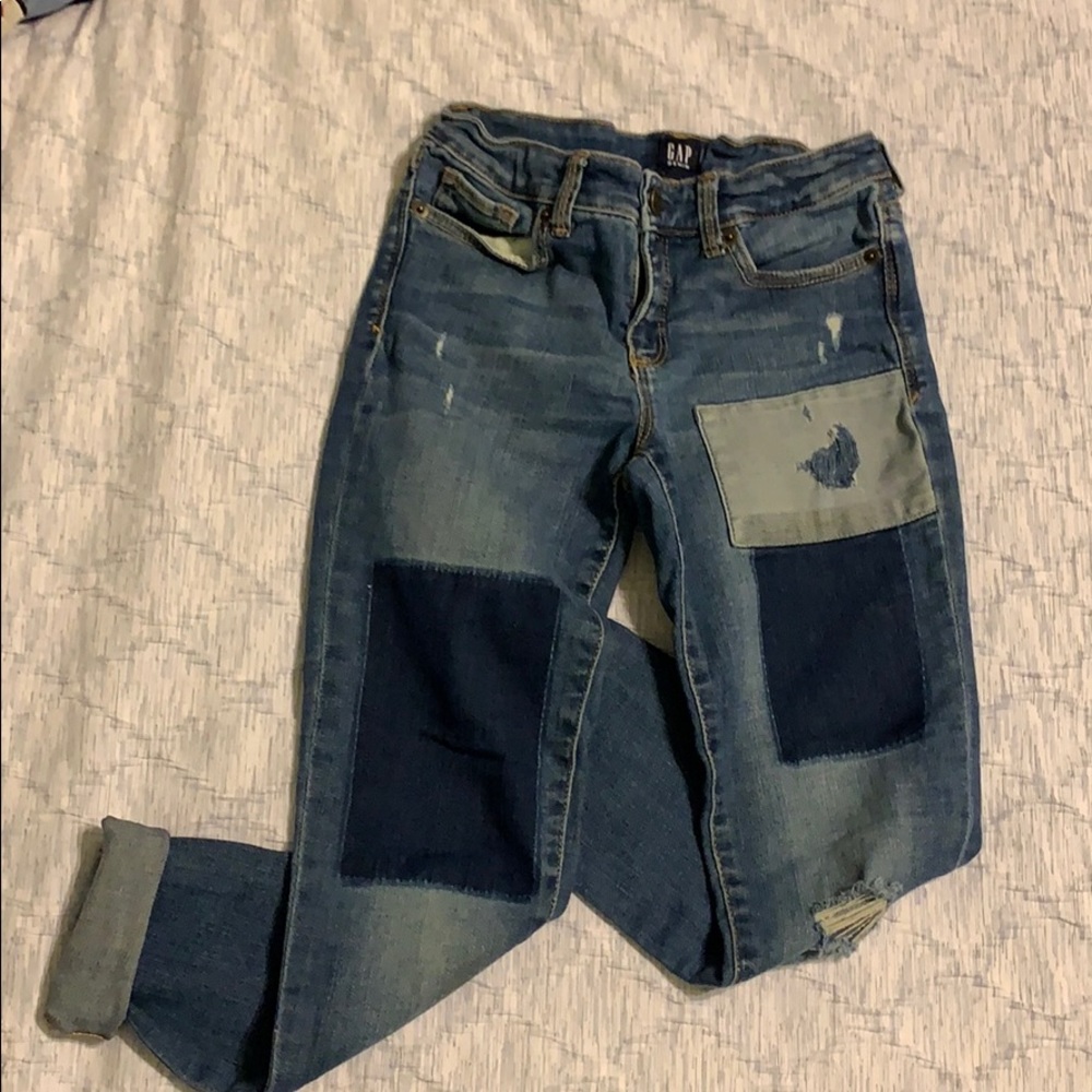 Gap skinny patchwork jeans sz 8 regular